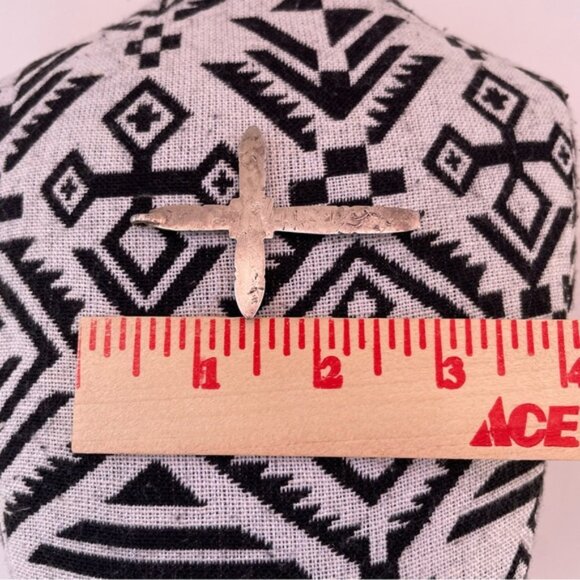 Vintage Navajo Cross Sand Cast Silver Pendant - Picture 6 of 6